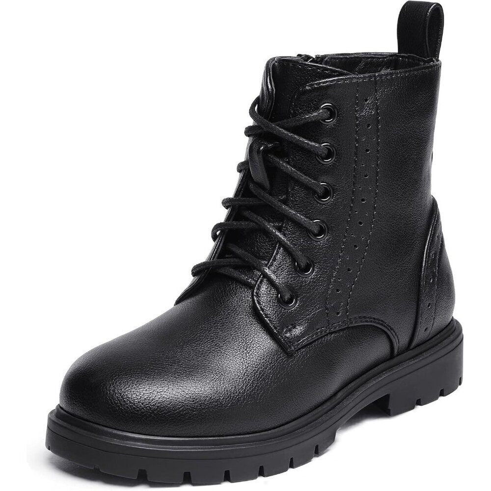 🆕Boys Girls Black/Pu Side Zipper Combat Ankle Boots Toddler/Little Kid/Big Kid